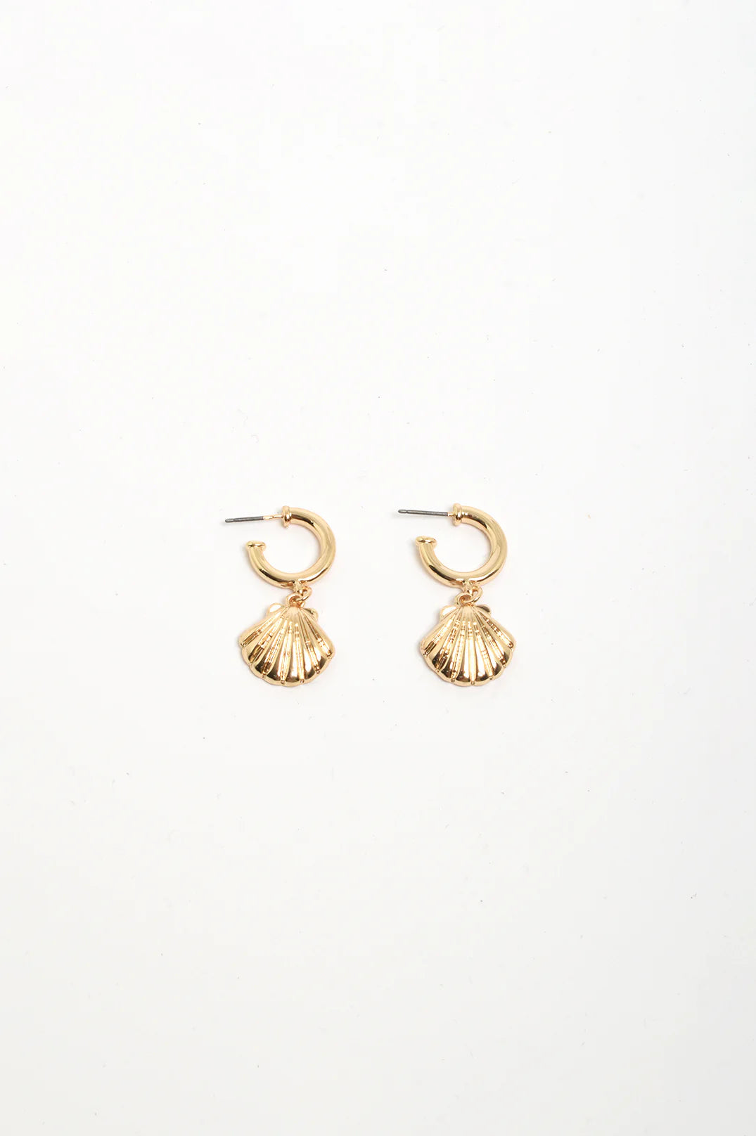 Mini Metal Shell Hoops Gold Earrings Adorne