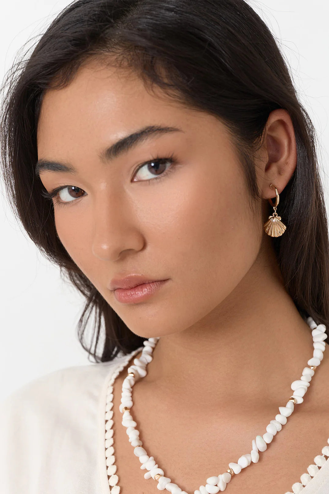 Mini Metal Shell Hoops Gold Earrings Adorne