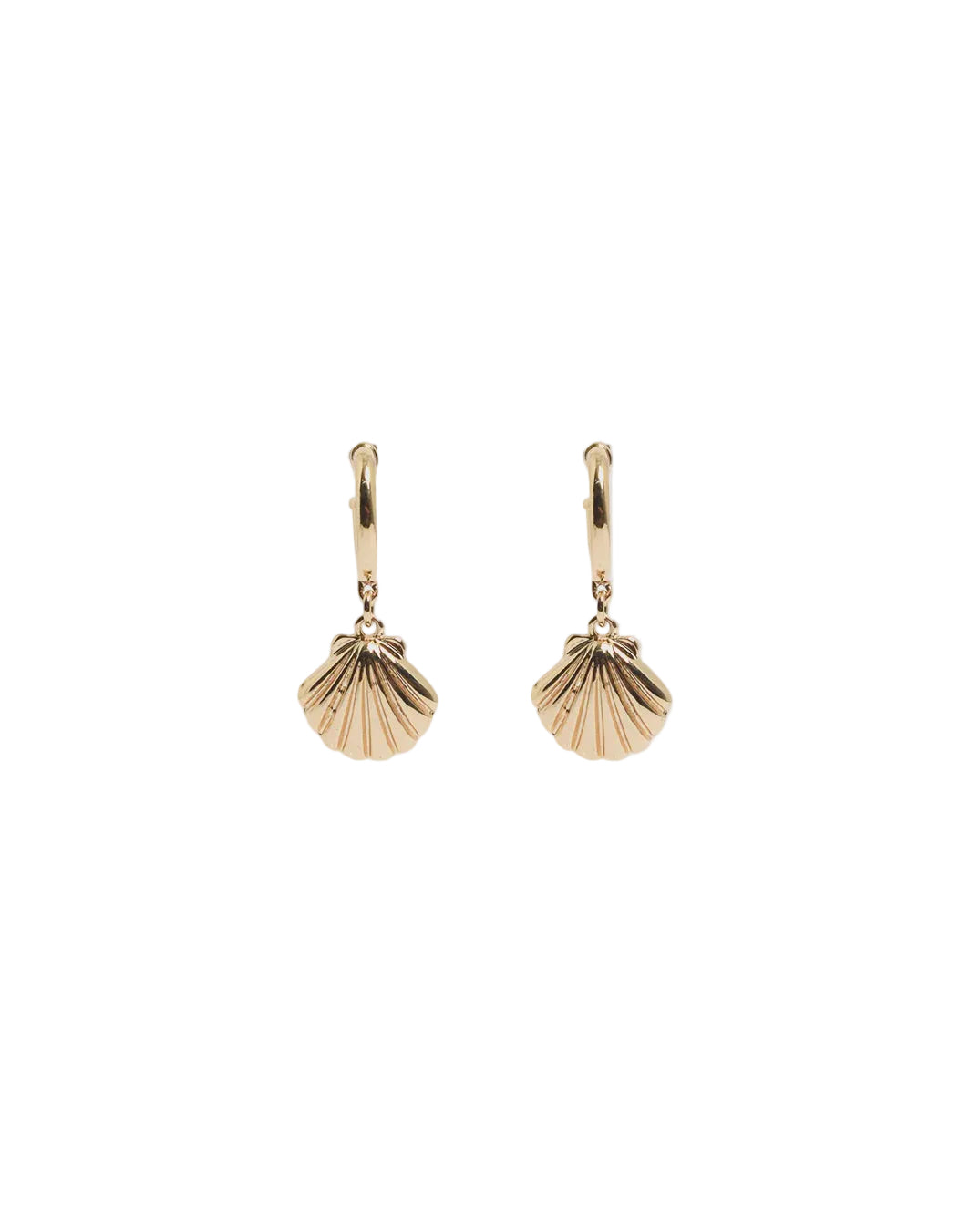 Mini Metal Shell Hoops Gold Earrings Adorne