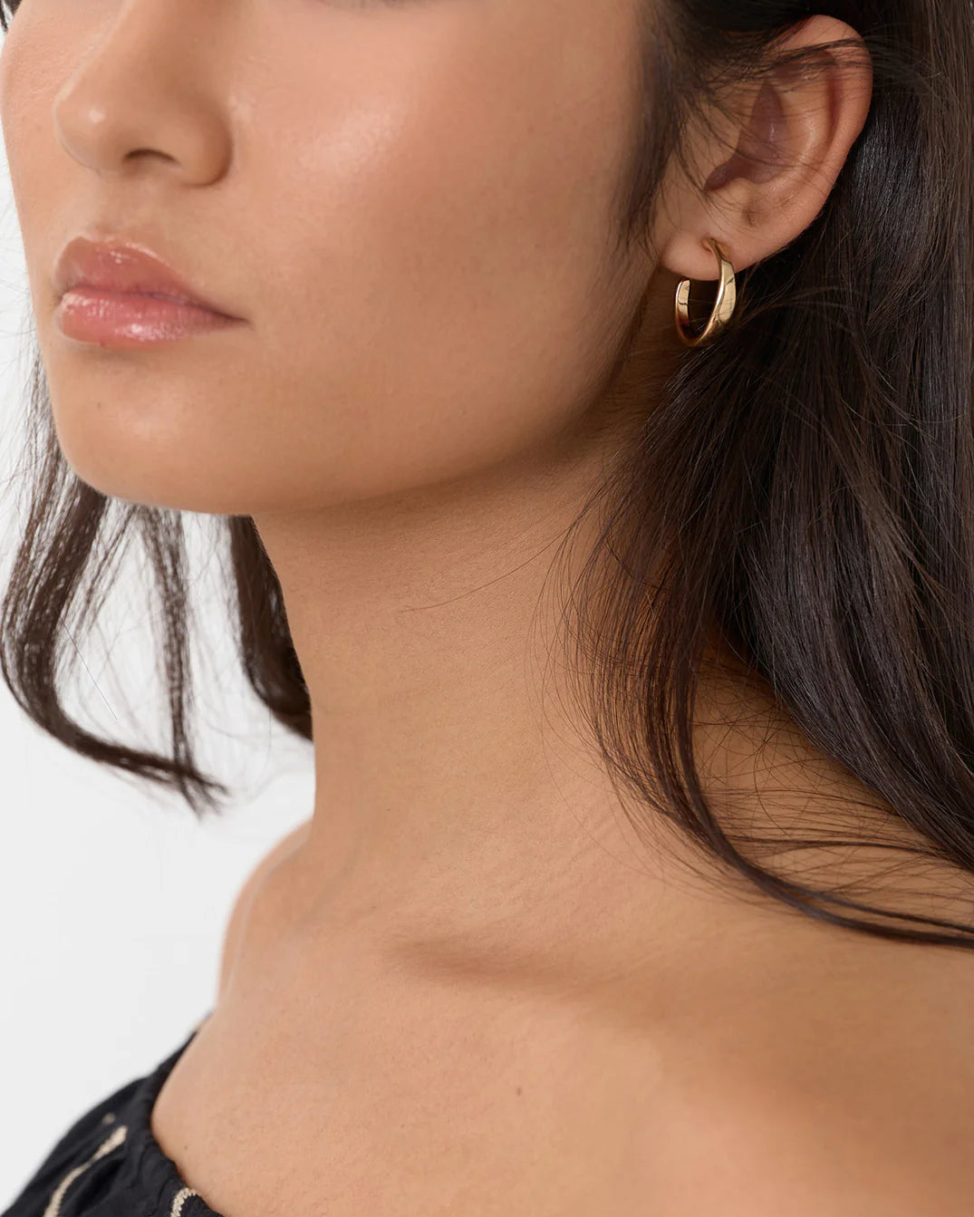 Mini Organic Shape Hoops Gold Earrings Adorne