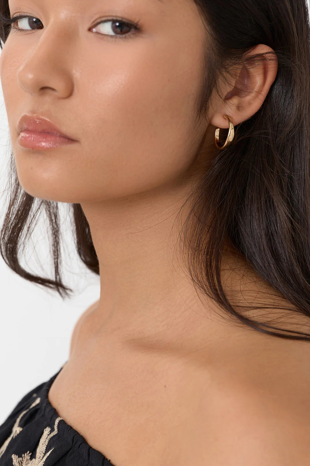 Mini Organic Shape Hoops Gold Earrings Adorne