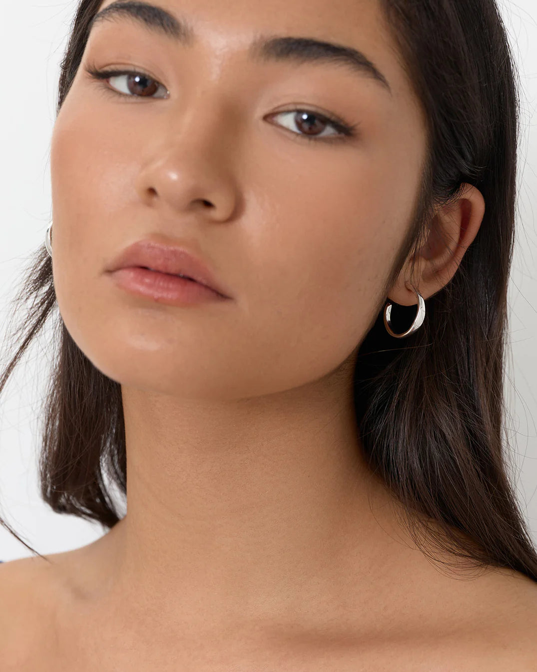 Mini Organic Shape Hoops Silver Earrings Adorne