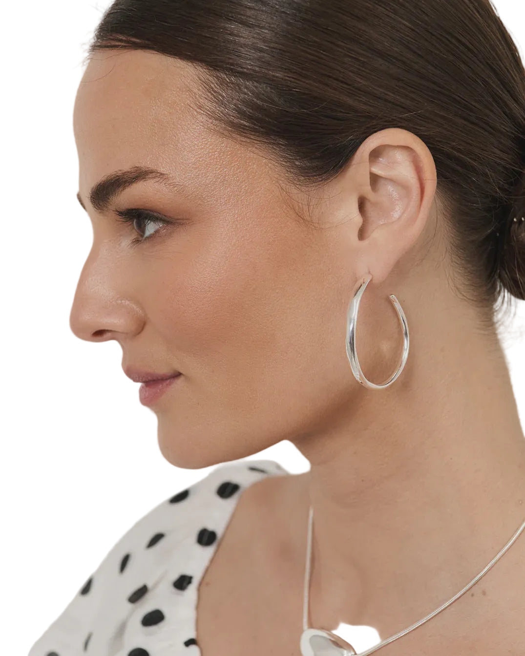 Mid Size Organic Shape Hoops Silver - Global Free Style