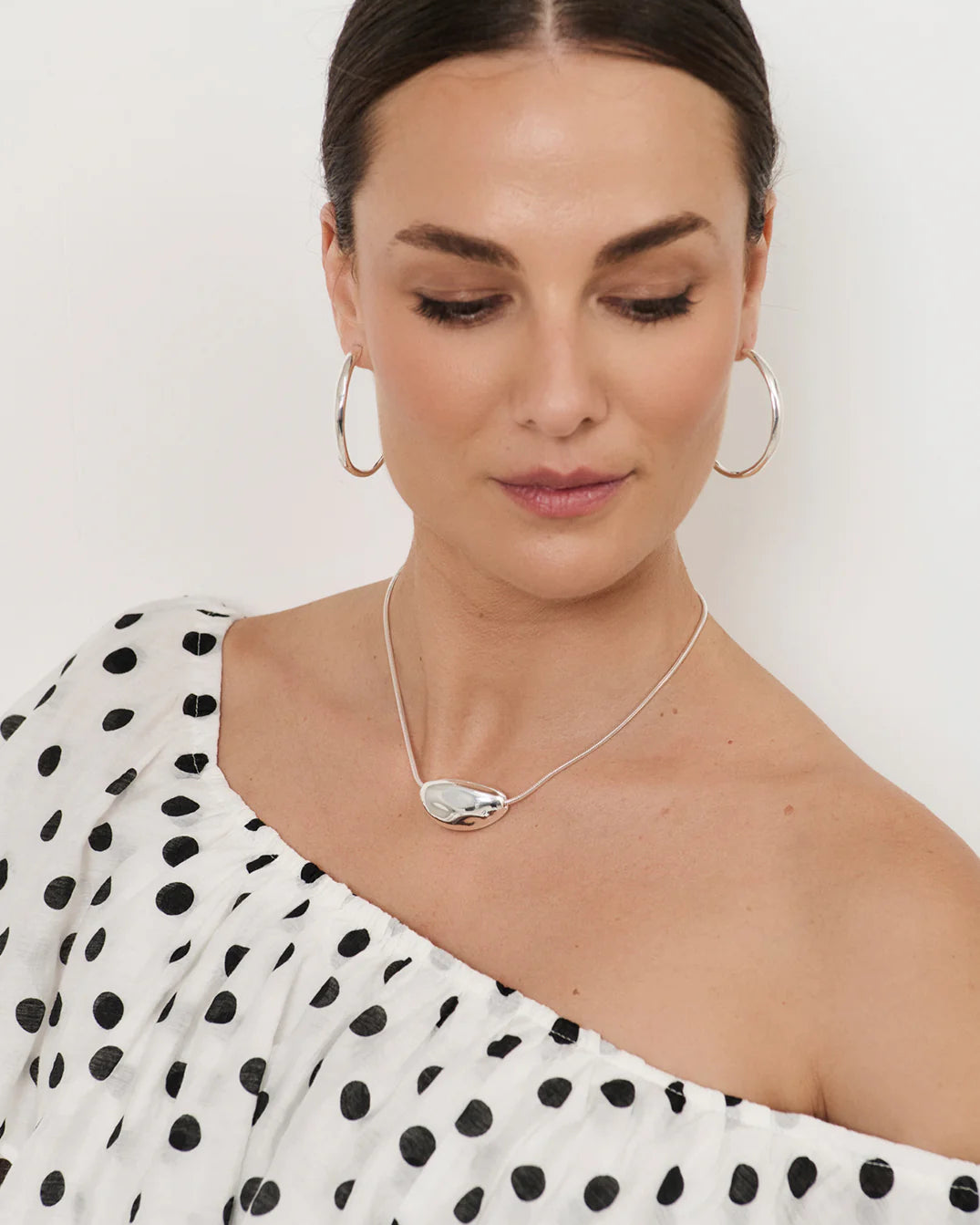 Mid Size Organic Shape Hoops Silver - Global Free Style