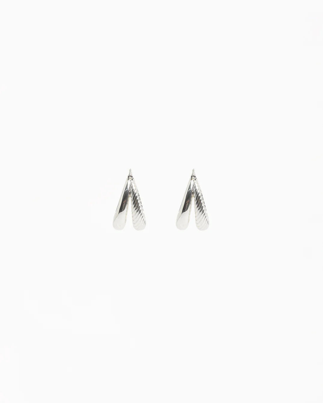 Oval Braid Detail Double Hoops Silver Earrings Adorne