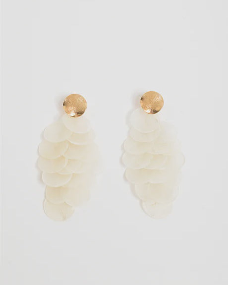 Shell Disc Statement Earring Cream Gold - Global Free Style