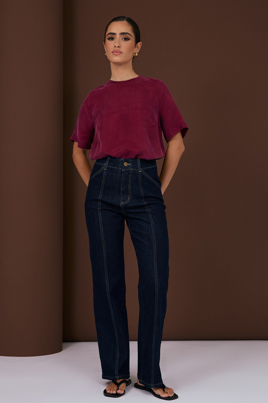 Arden Cupro Top Burgundy Tops Adorne