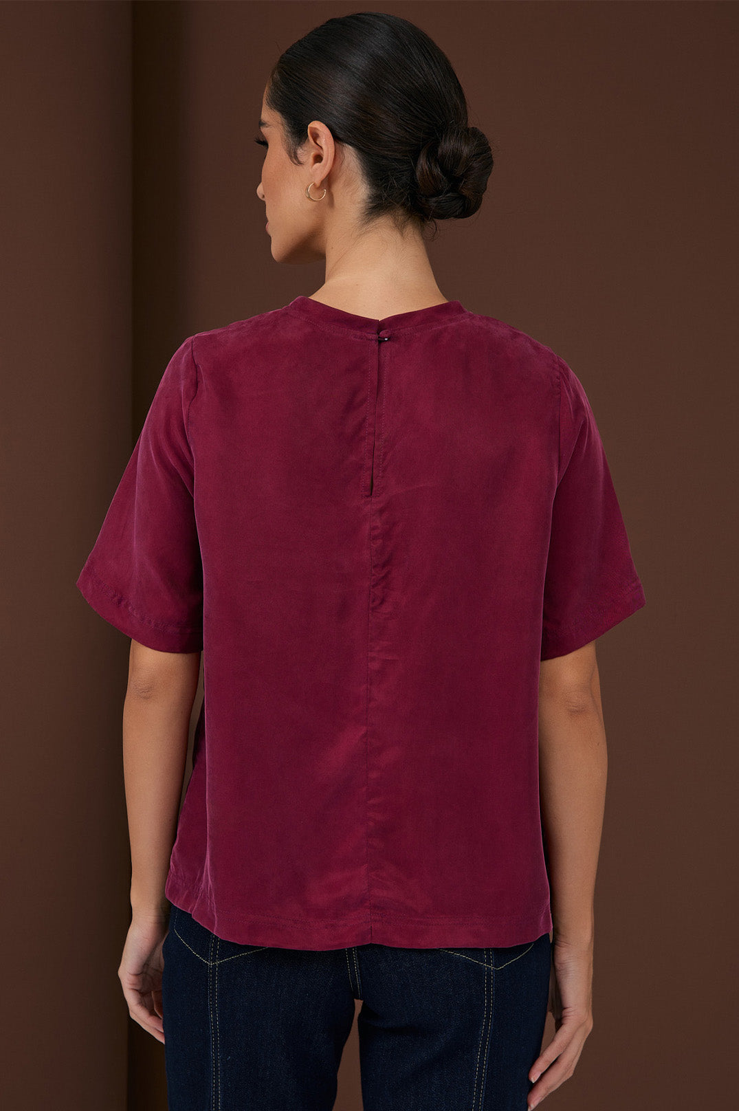 Arden Cupro Top Burgundy Tops Adorne