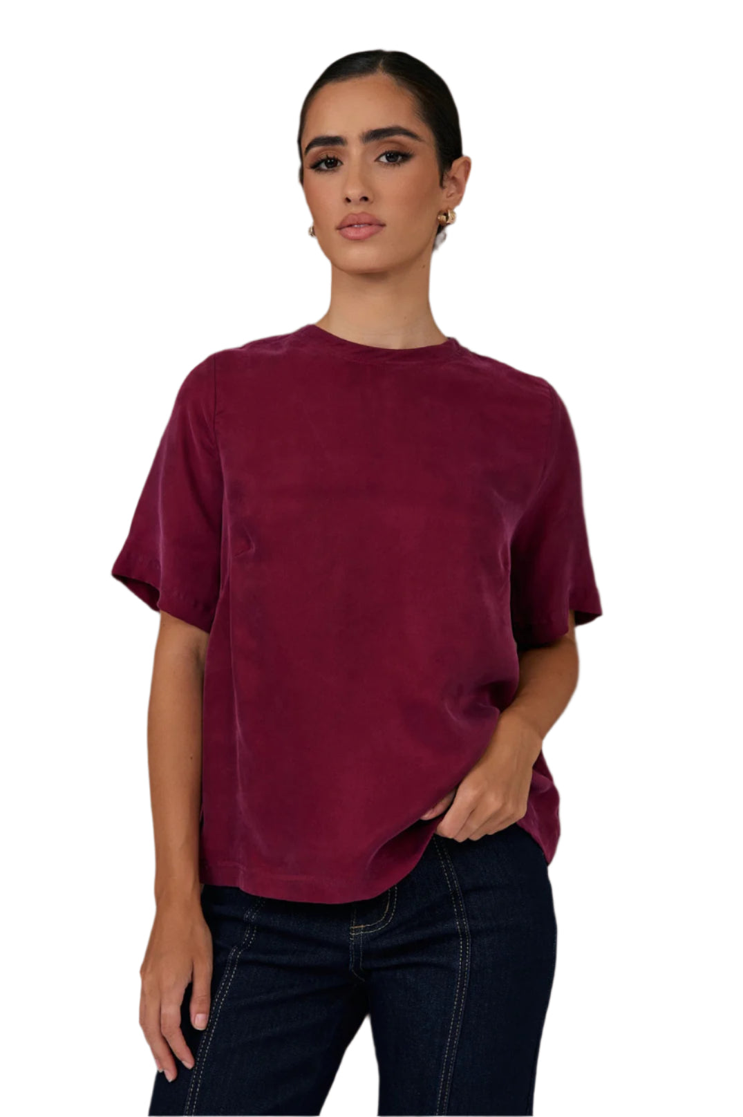 Arden Cupro Top Burgundy Tops Adorne