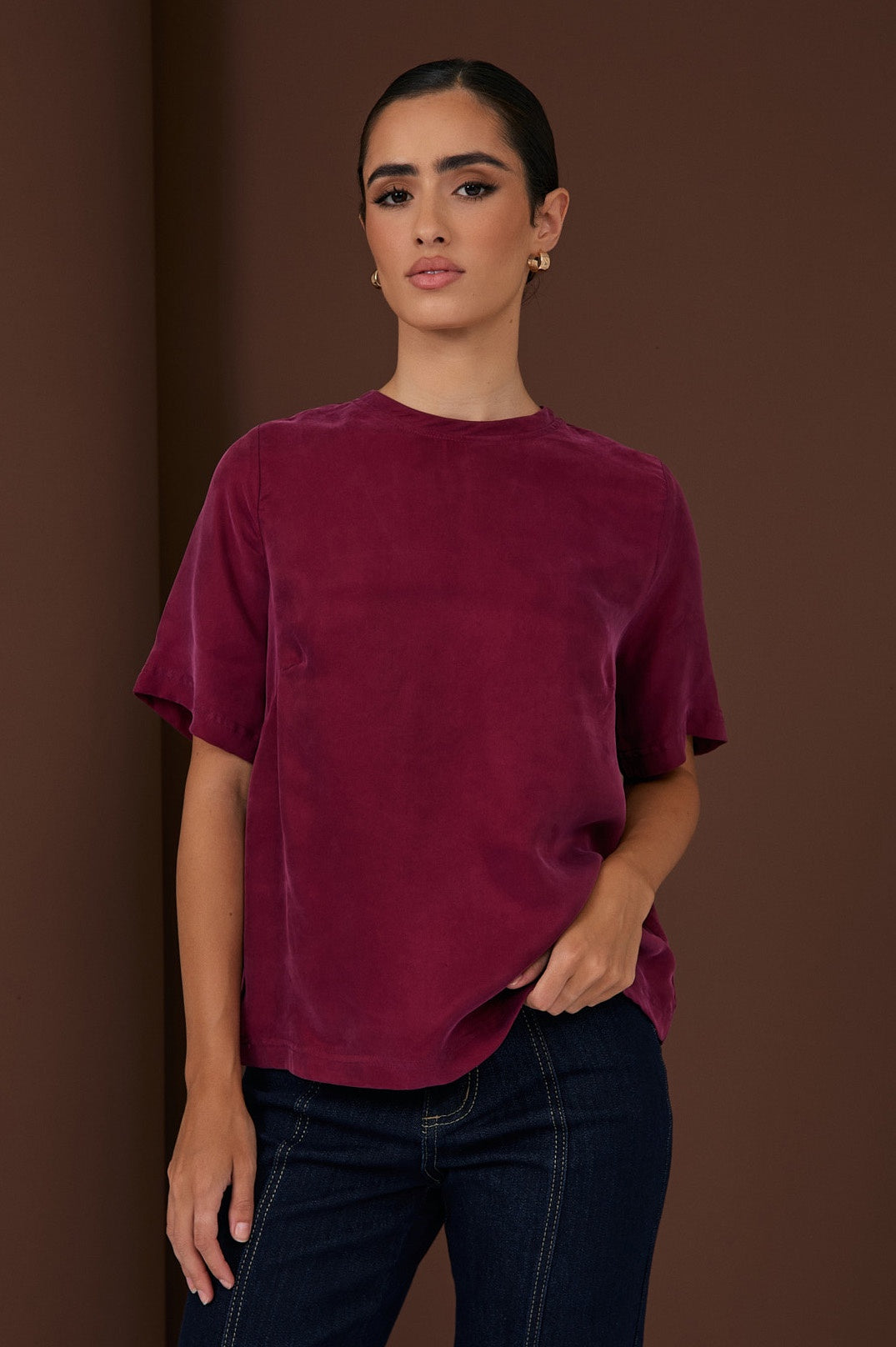 Arden Cupro Top Burgundy Tops Adorne S(8)