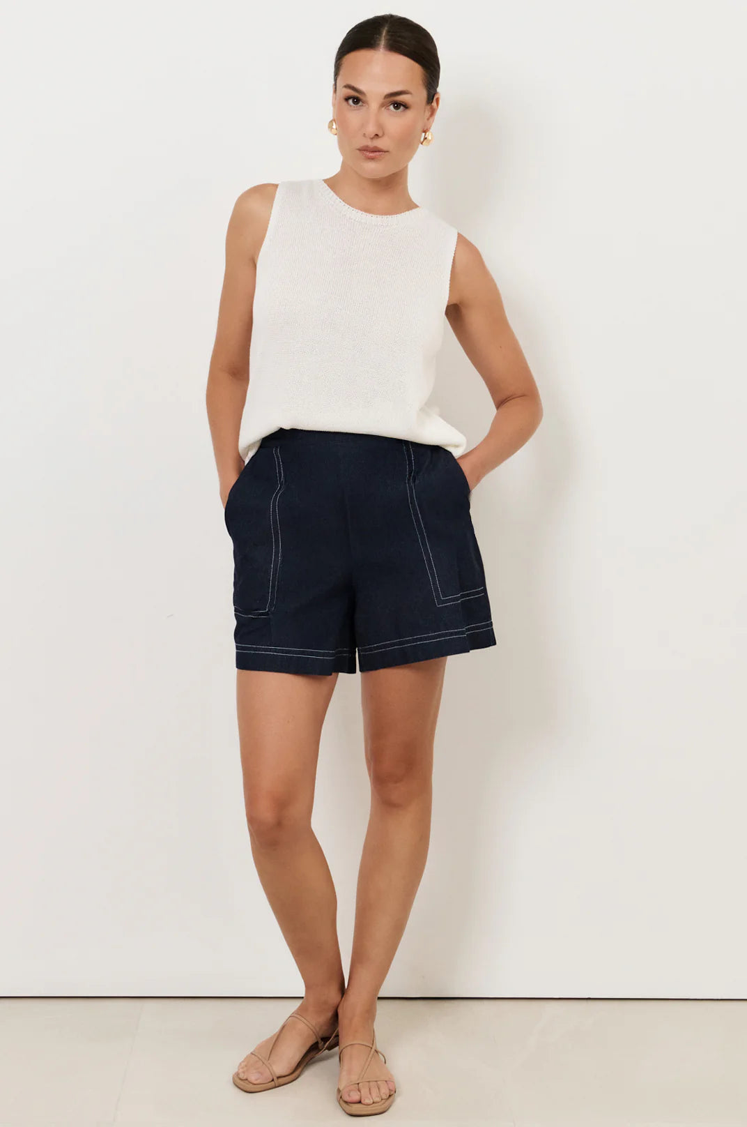 Trinity Light Weight Denim Short Bottoms Adorne