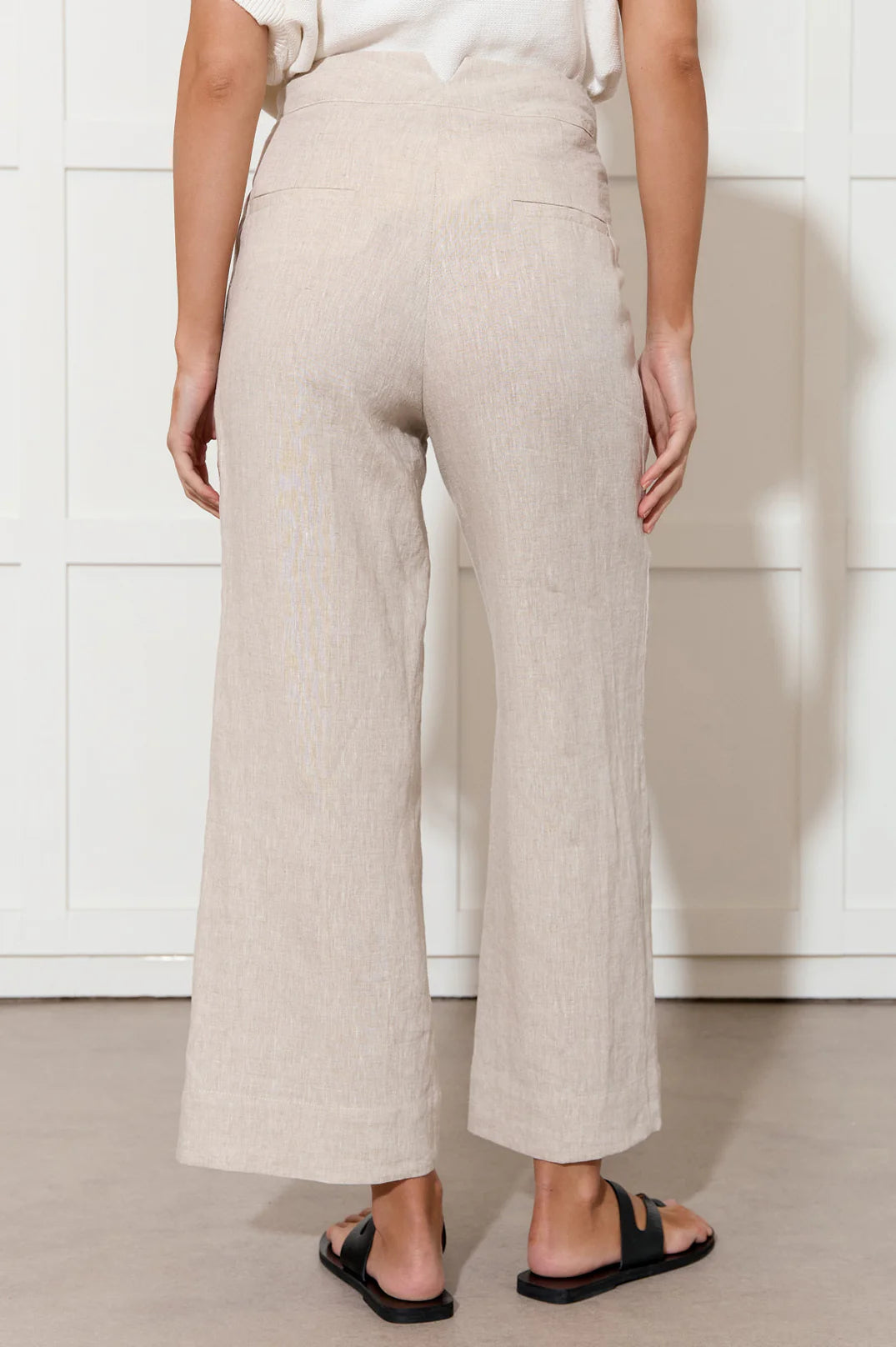 Nisha Cropped Linen Pant Natural Bottoms Adorne