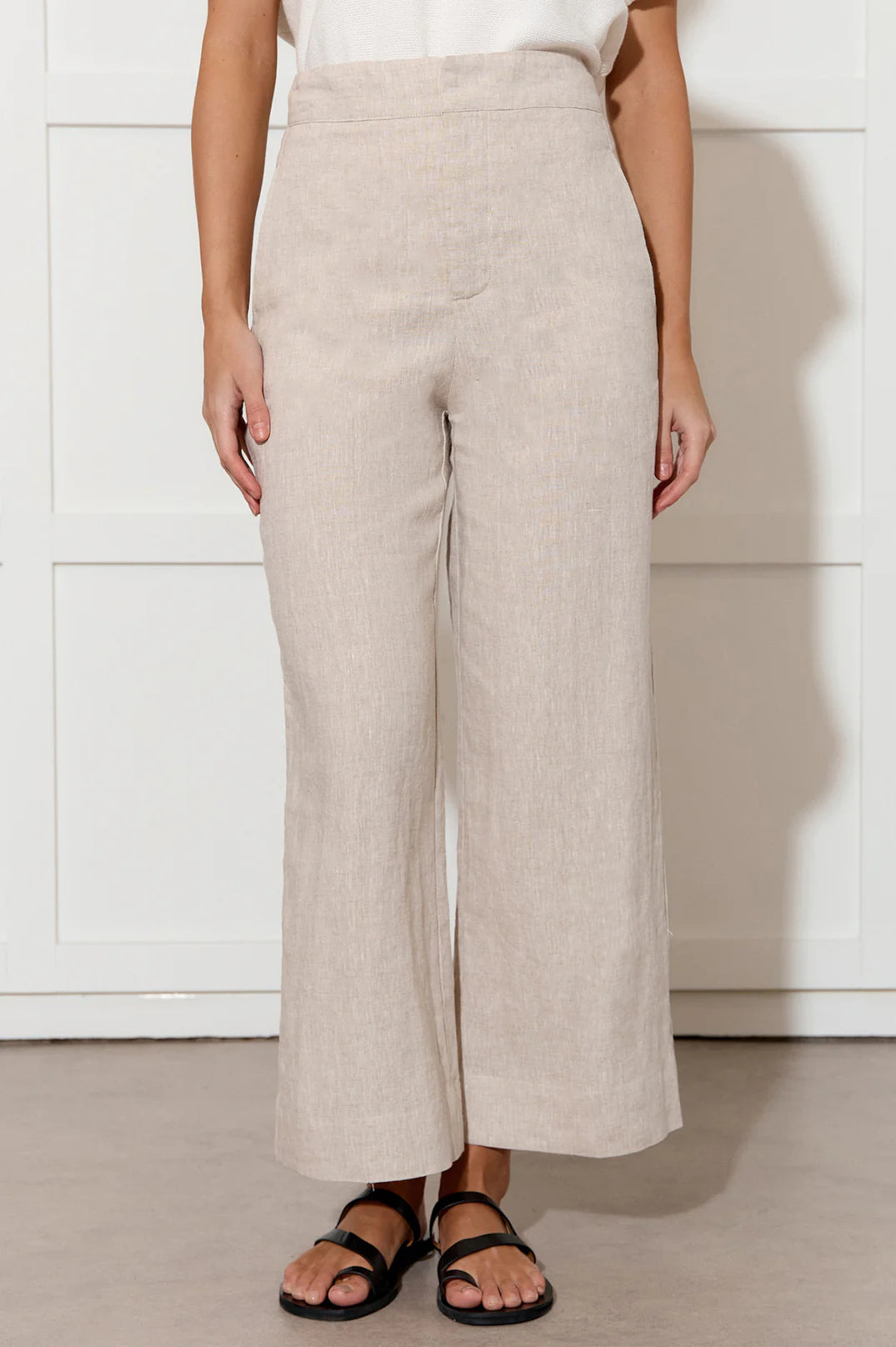 Nisha Cropped Linen Pant Natural Bottoms Adorne