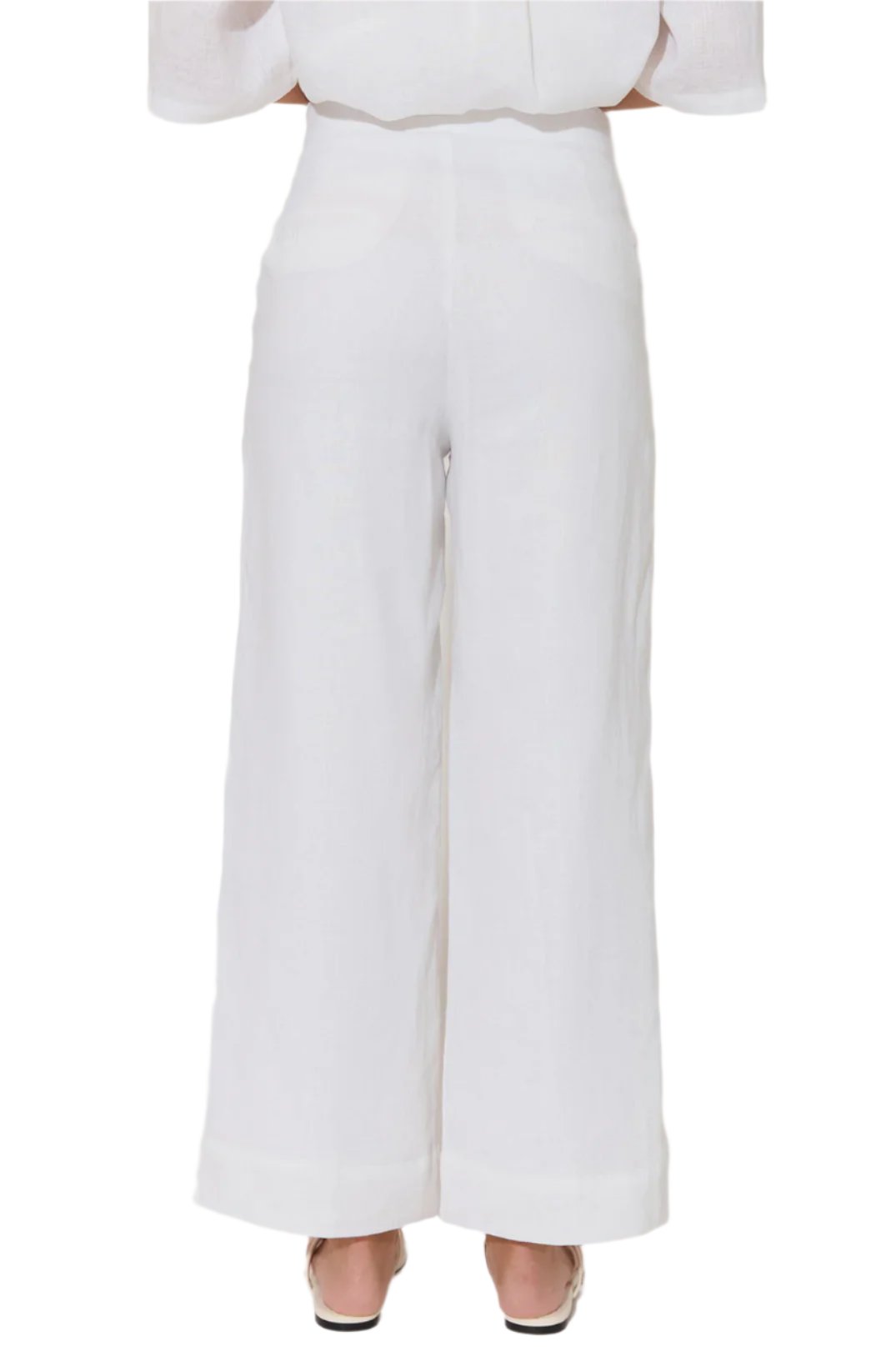 Nisha Cropped Lined Linen Pant White Bottoms Adorne