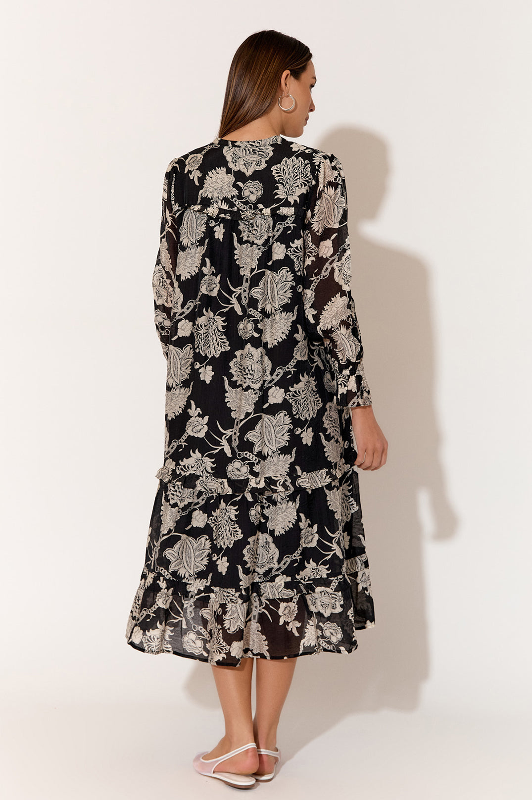 Frances Floral Long Sleeve Dress Black Dresses Adorne