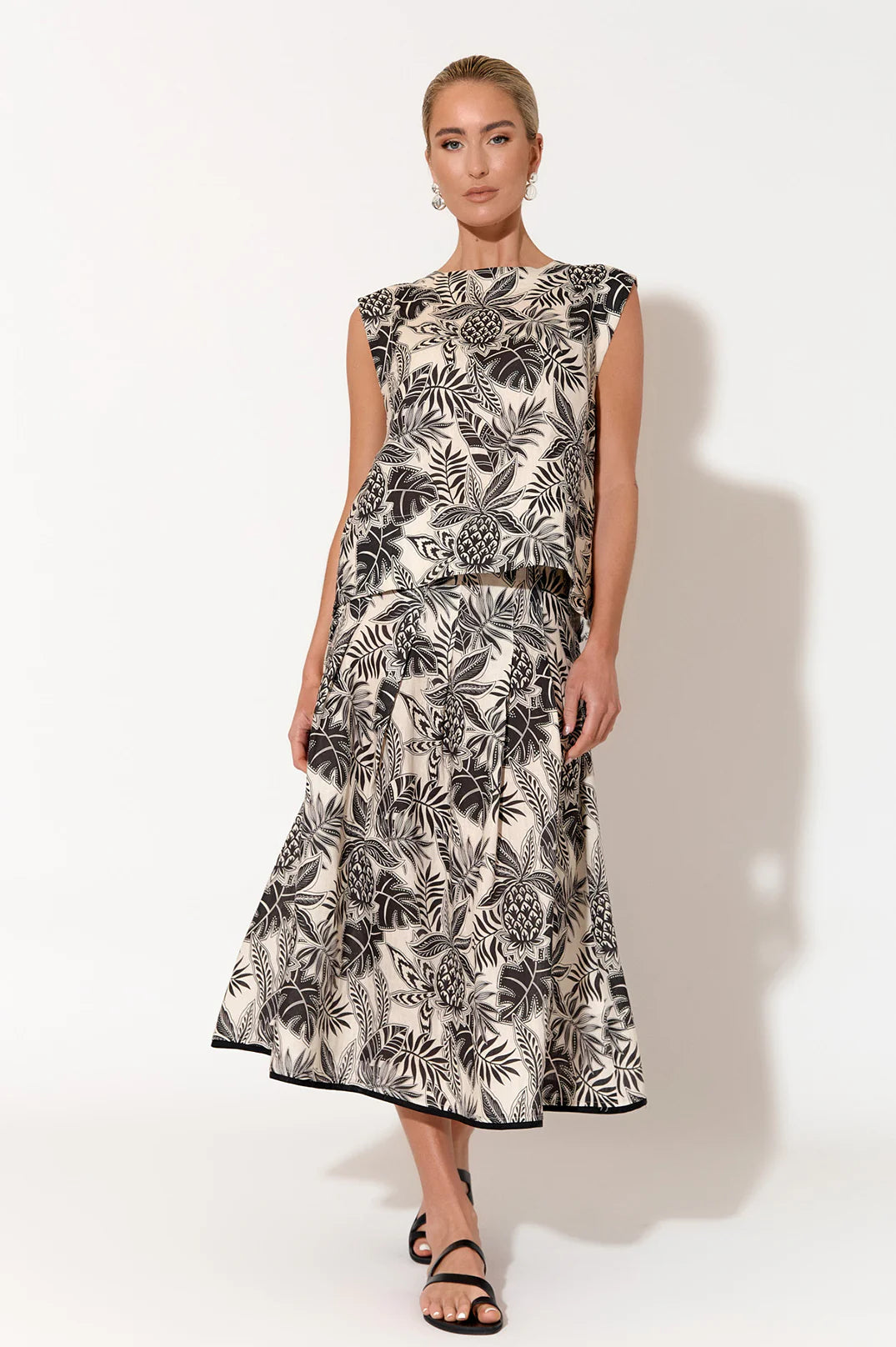 Sabrina Tropics Pleat Skirt Print Skirts Adorne