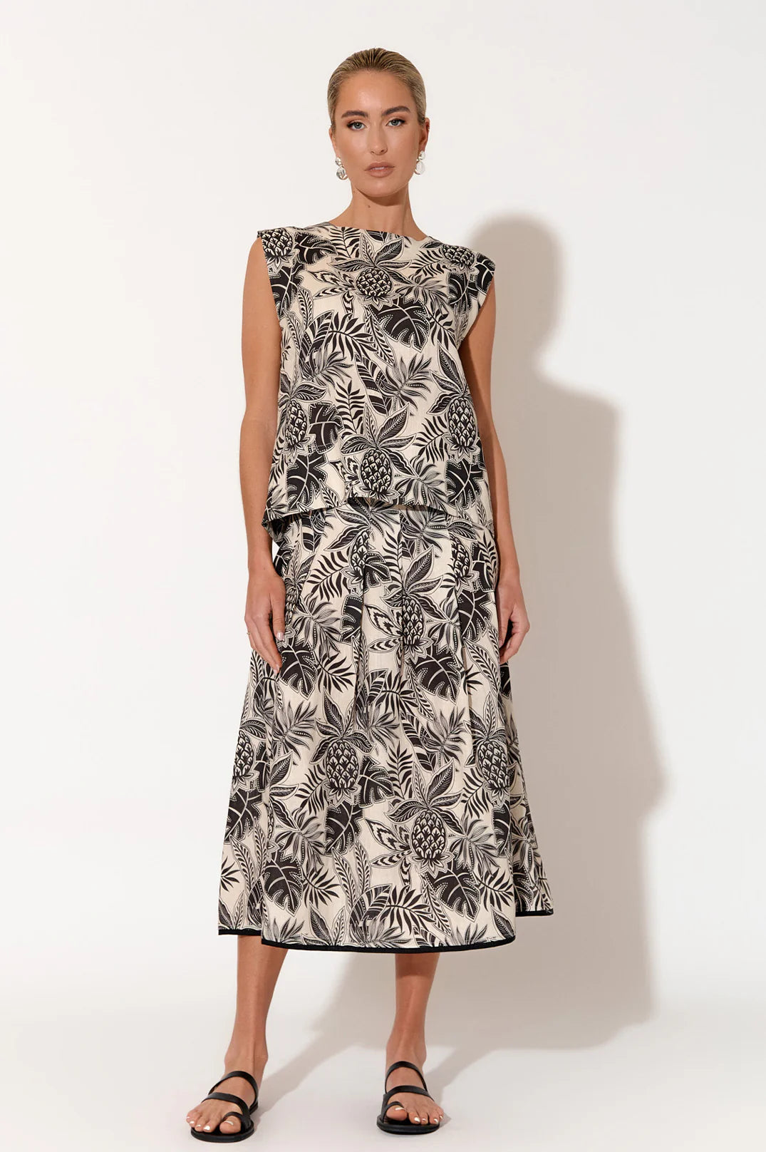 Sabrina Tropics Pleat Skirt Print Skirts Adorne