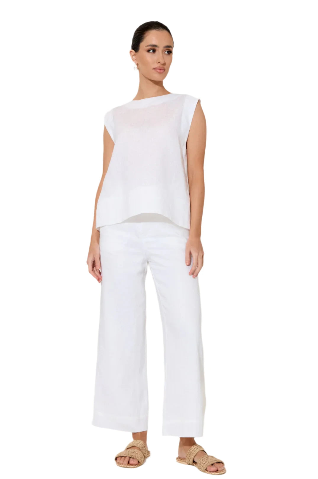 Kita Linen Button Back Top White Tops Adorne 8