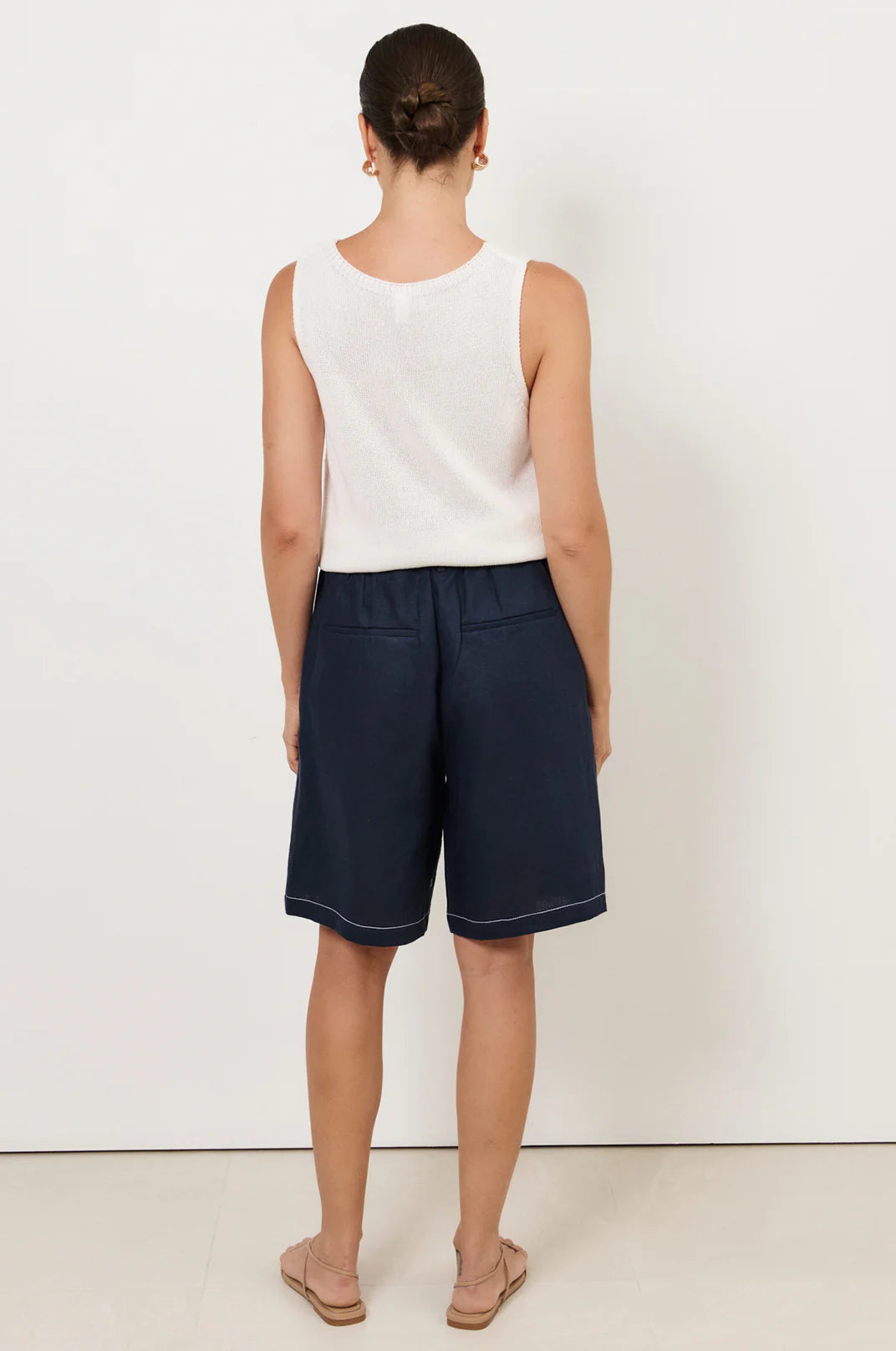 Heidi Contrast Stitch Bermuda Short Navy Bottoms Adorne