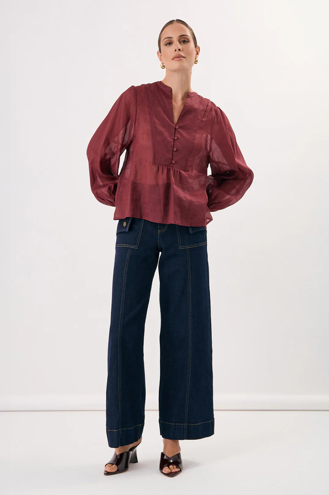 Issy Ballon Sleeve Ramie Top Tops Adorne