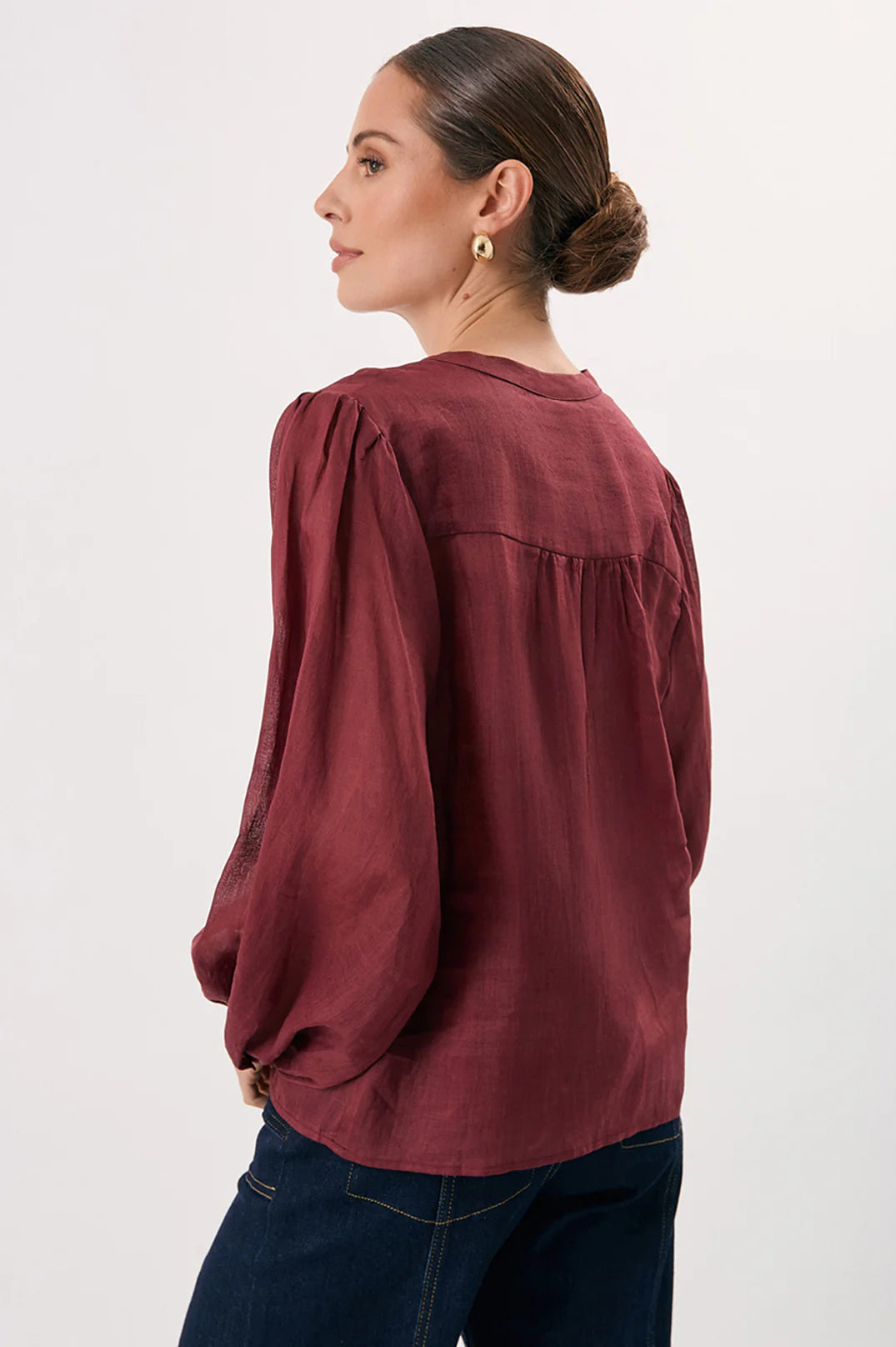 Issy Ballon Sleeve Ramie Top Tops Adorne