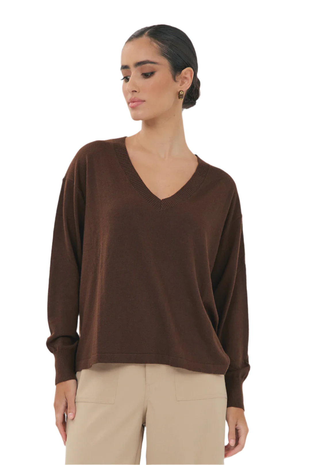 Laney Short Sleeve Light Weight Knit Top Cream Tops Adorne