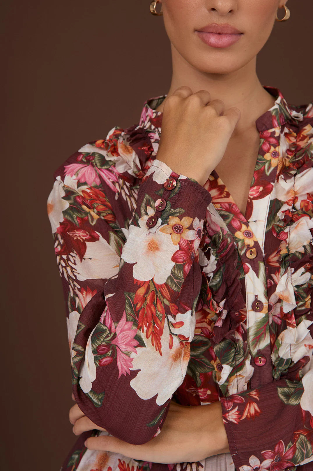 Becca Montilla Print Frill Dress Floral Dresses Adorne