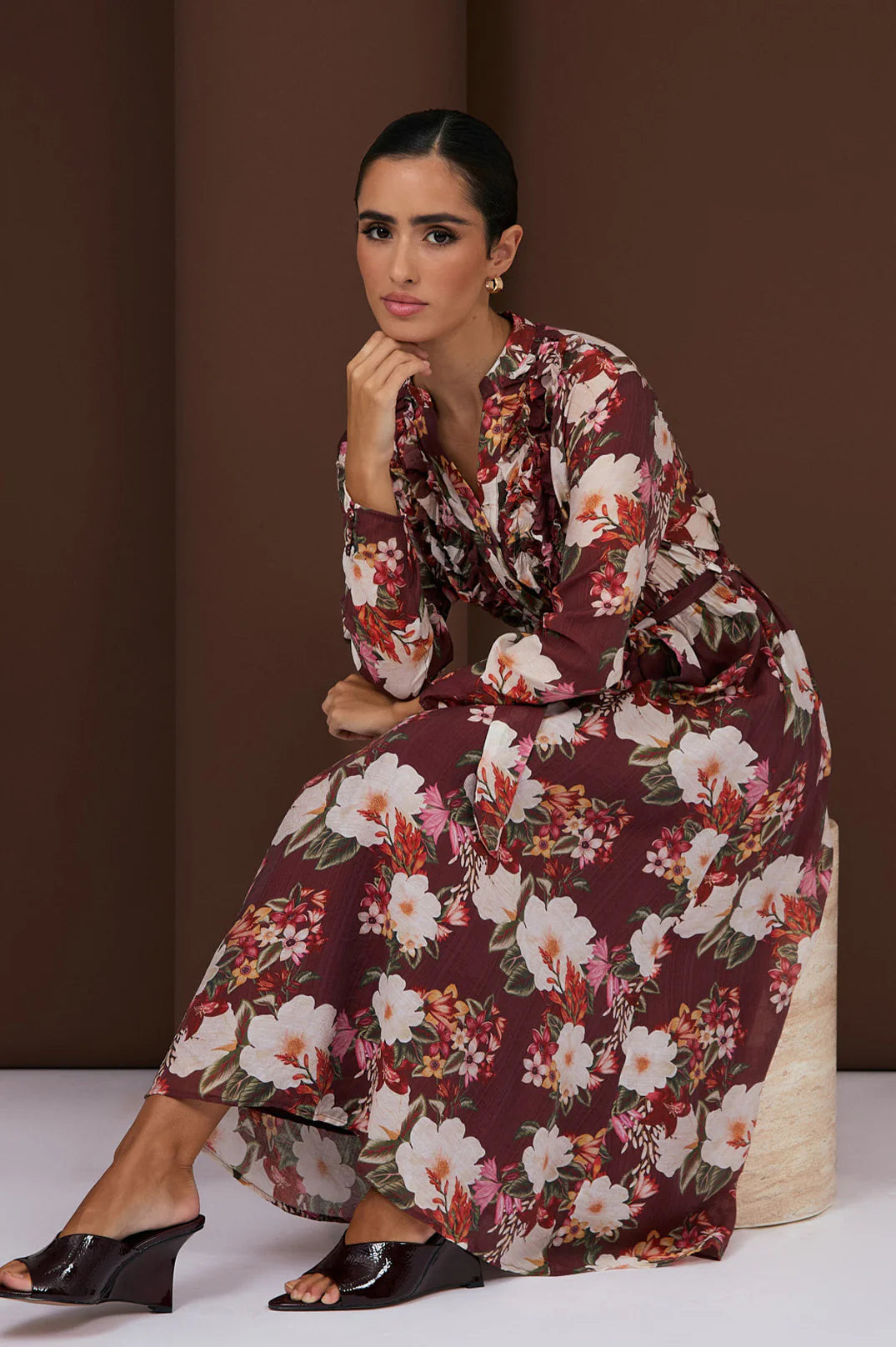 Becca Montilla Print Frill Dress Floral Dresses Adorne