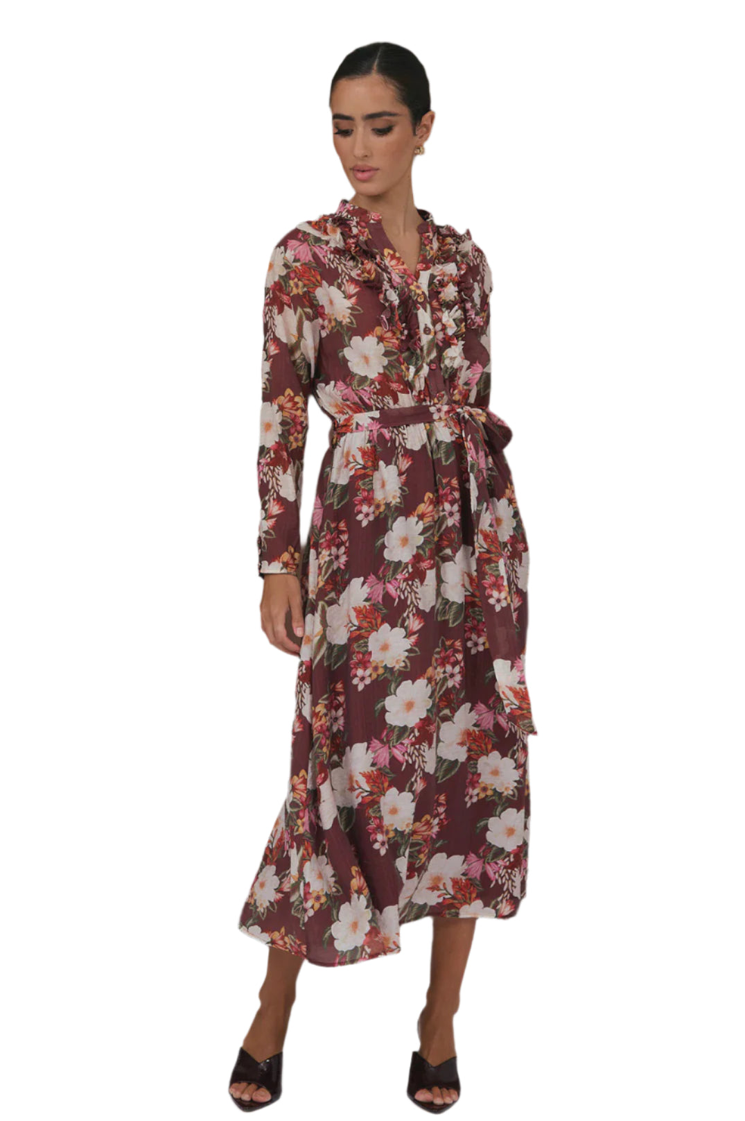 Becca Montilla Print Frill Dress Floral Dresses Adorne