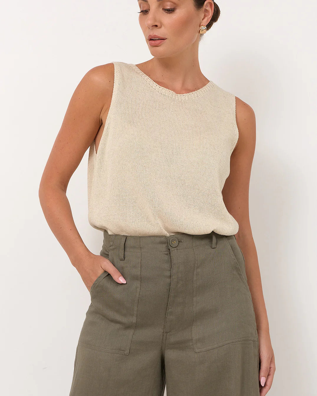 Avalon Wide Leg Linen Pant Khaki - Global Free Style