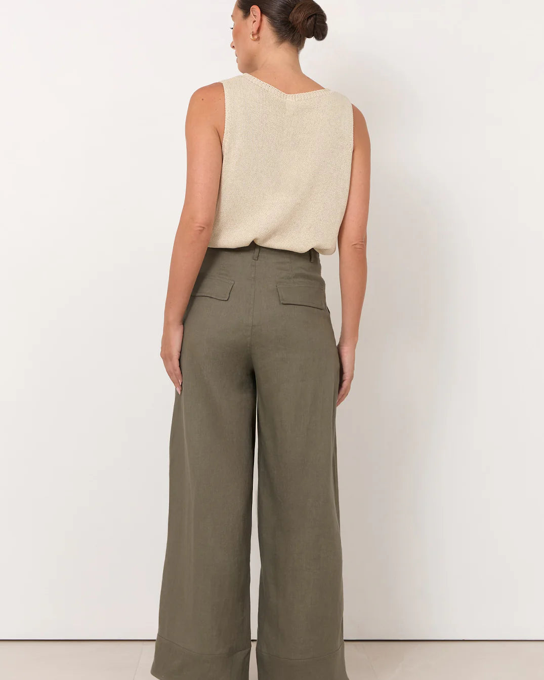 Avalon Wide Leg Linen Pant Khaki - Global Free Style