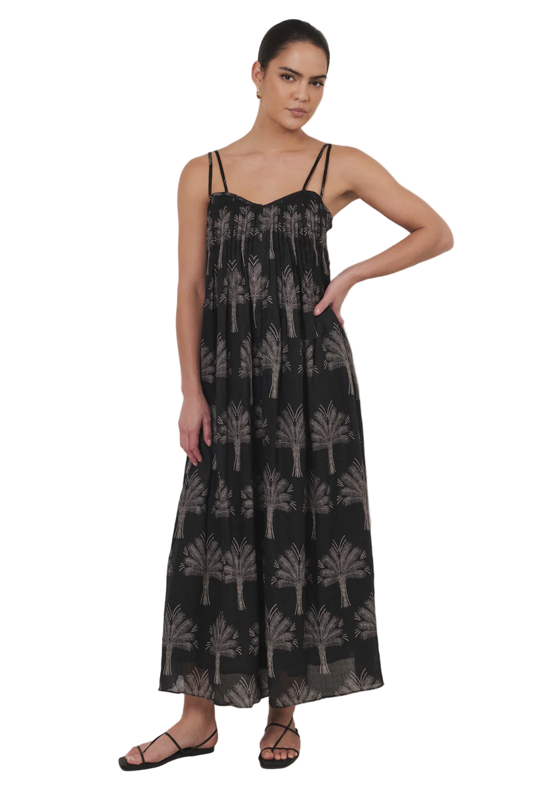 Indra Pintuck Maxi Dress Print - Global Free Style