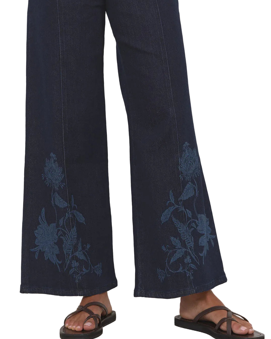 Brody Wide Leg Lazer Print Jean Dark Denim Bottoms Adorne S (8)