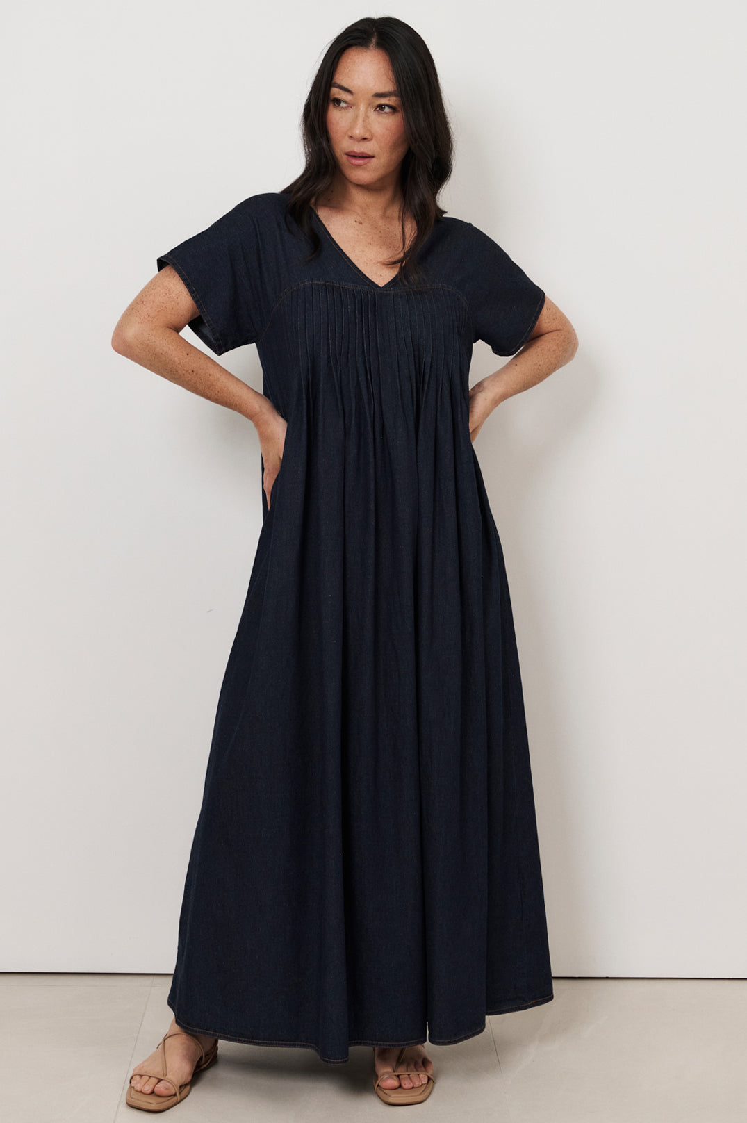 Sidney Light Weight Denim Maxi Dress Dresses Adorne S(8)
