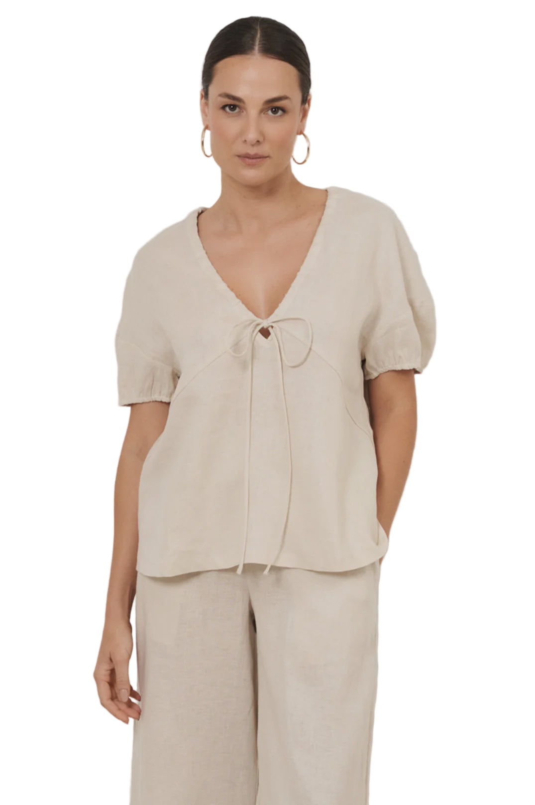 Maura Tie Detail Top Stone Tops Adorne S(8)