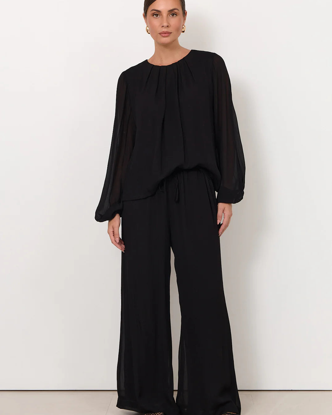 Asani Wide Leg Pant Black Bottoms Adorne