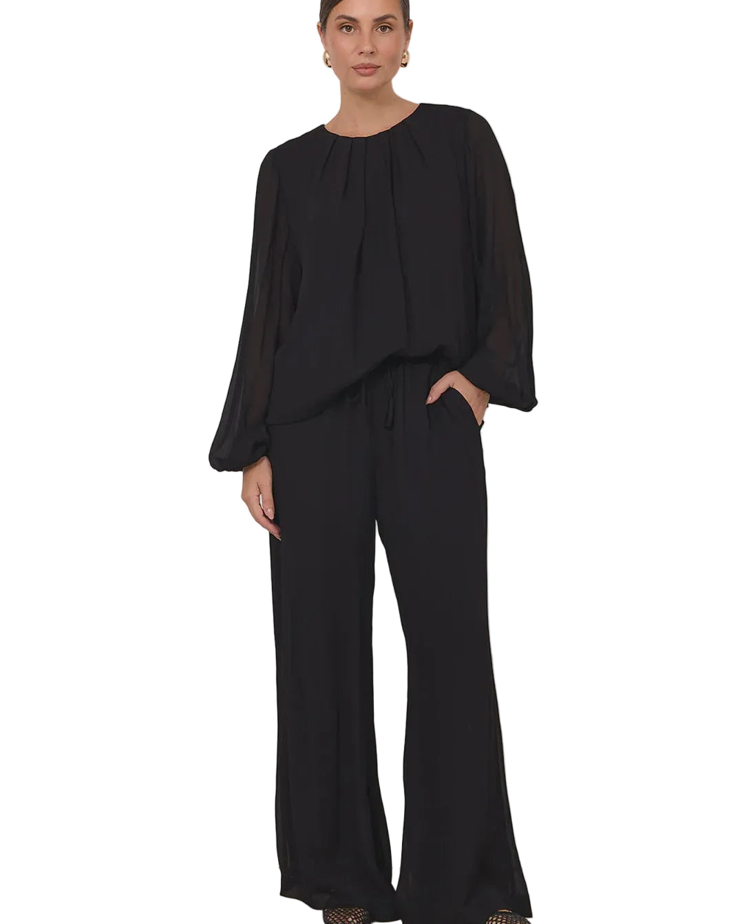 Asani Wide Leg Pant Black Bottoms Adorne S (8)