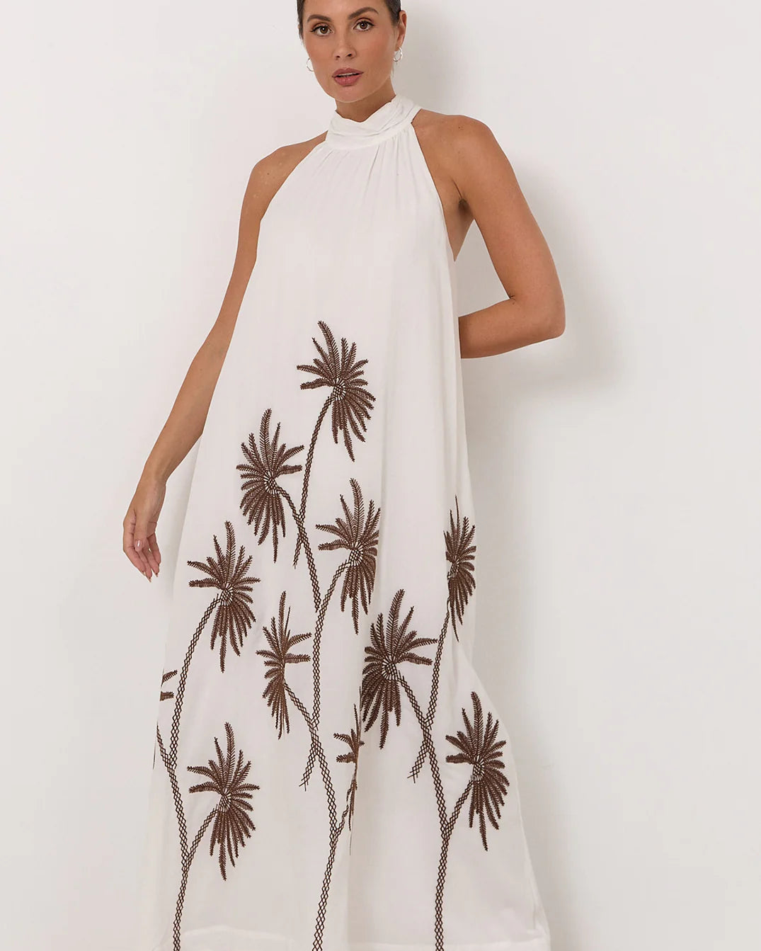 Kenzi High Neck Maxi Dress White Dresses Adorne