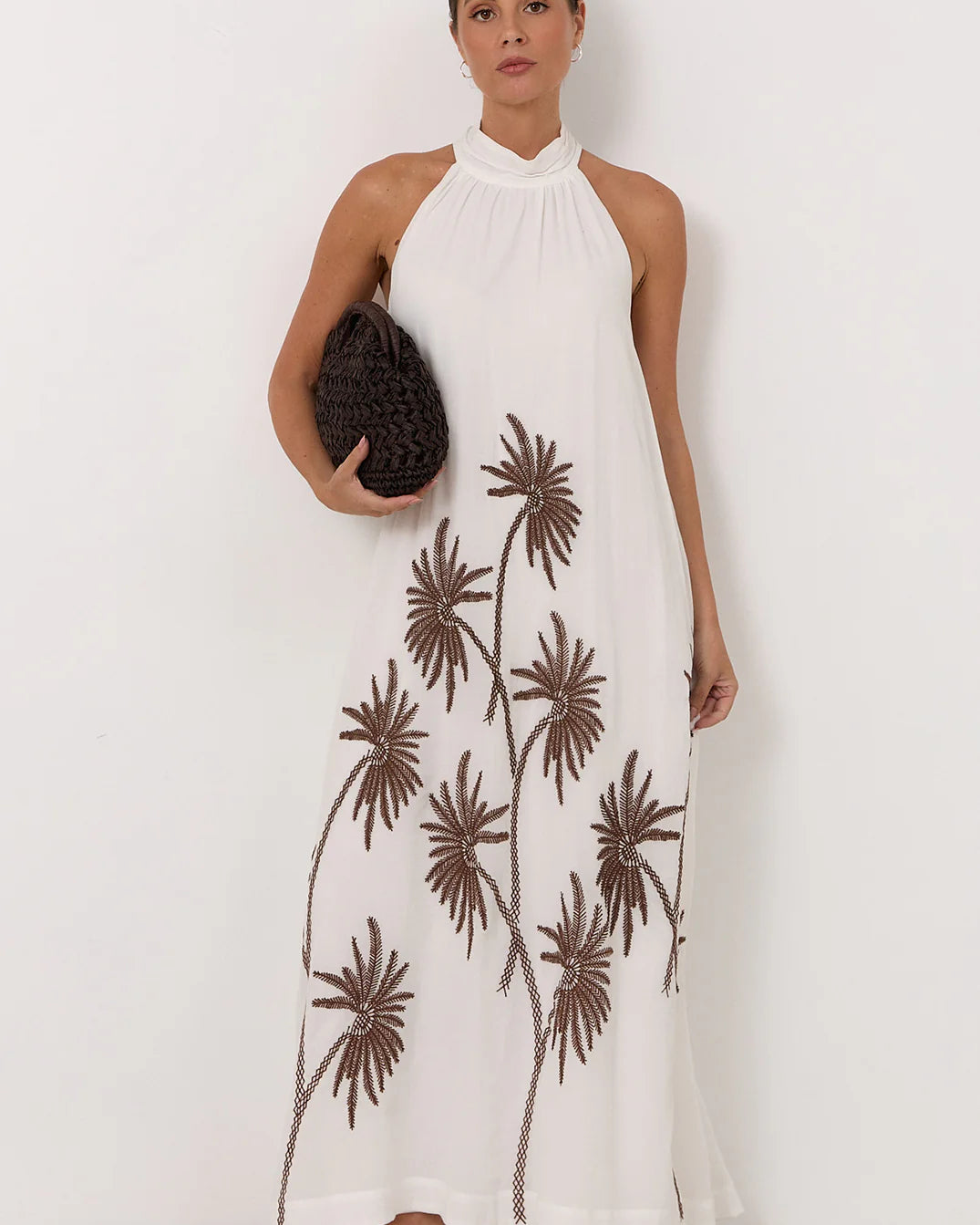 Kenzi High Neck Maxi Dress White Dresses Adorne