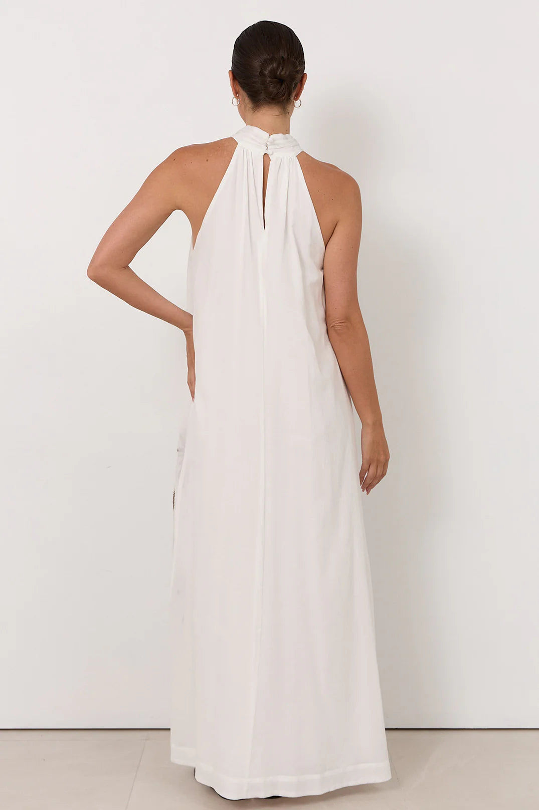 Kenzi High Neck Maxi Dress White Dresses Adorne