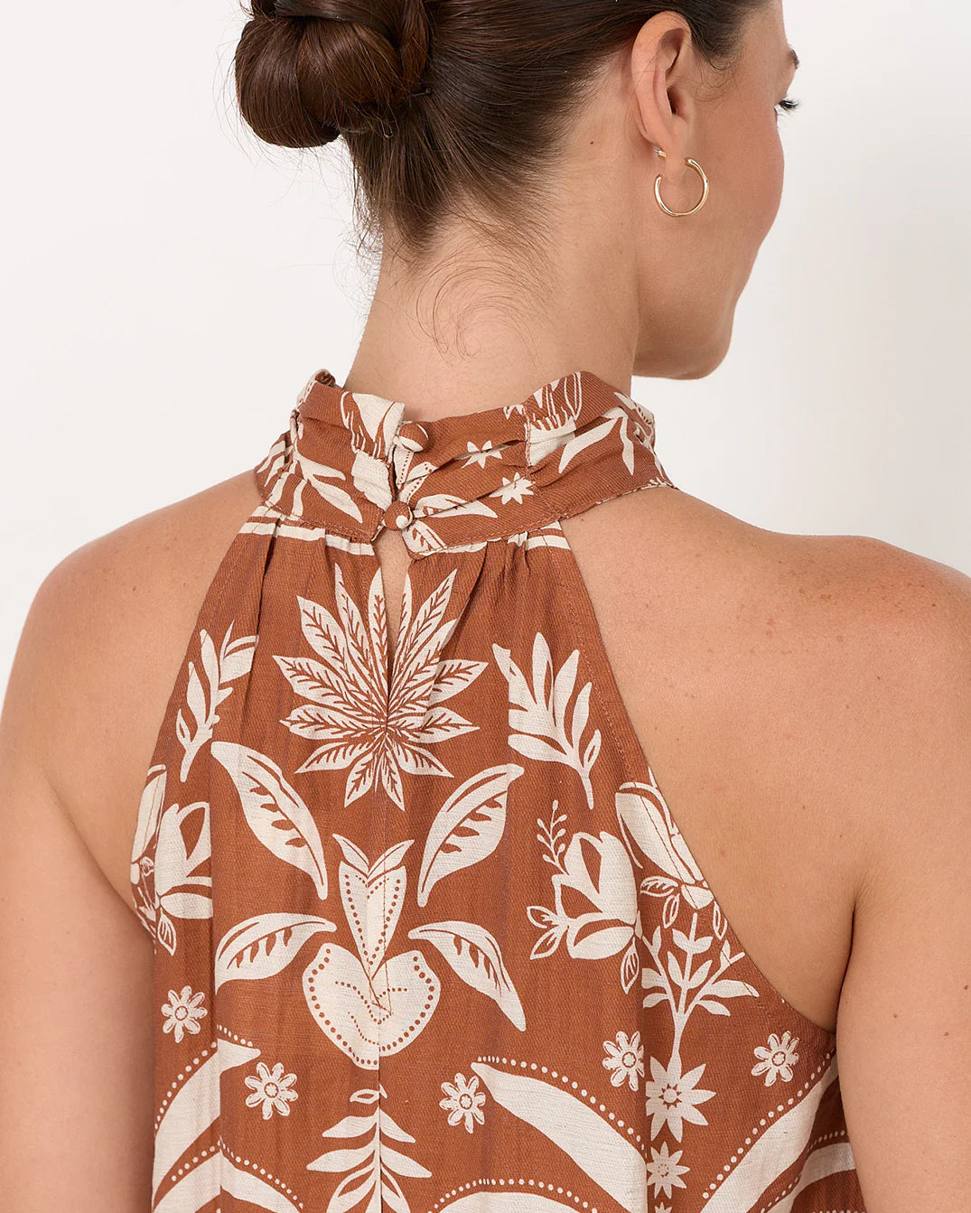 Kendra Hawaii Print High Neck Top Print Tops Adorne