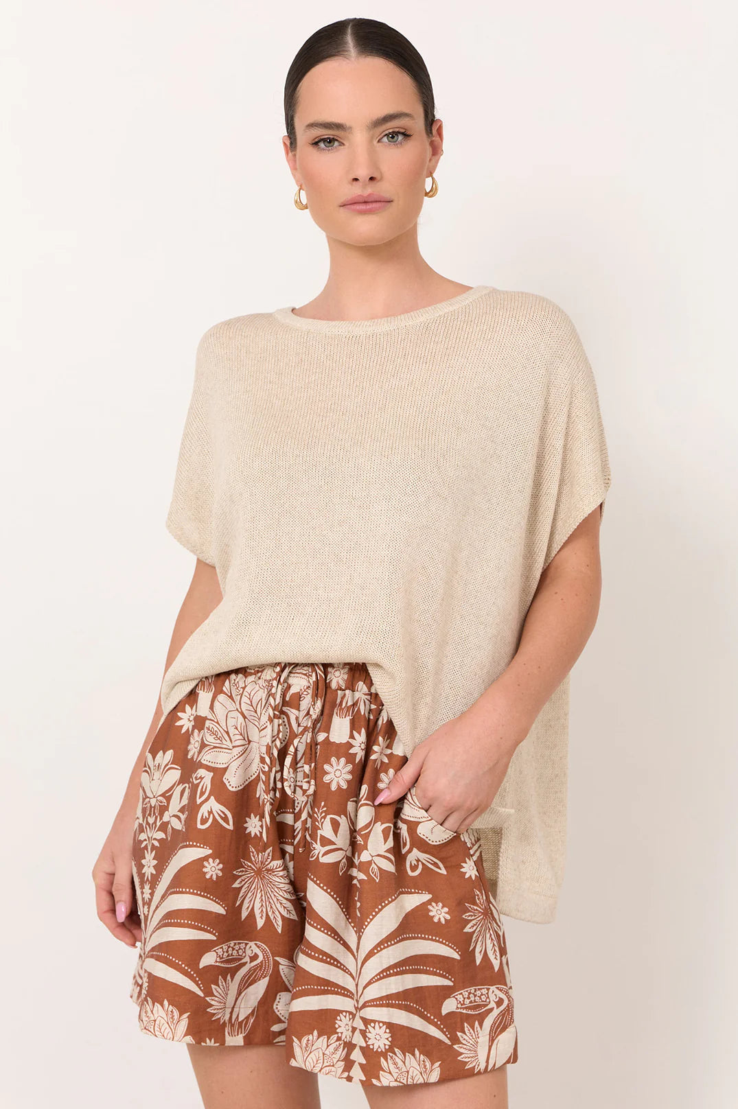 Billy Hawaii Print Short Print Bottoms Adorne