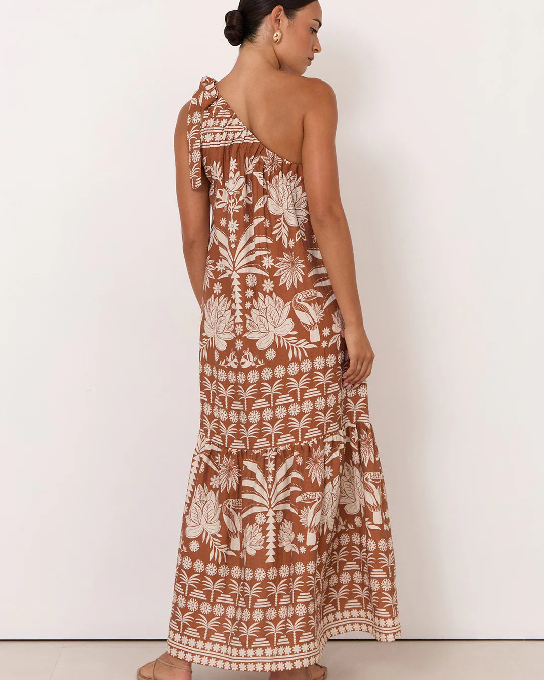 Olina Hawaii Print One Shoulder Maxi Dress Print Dresses Adorne