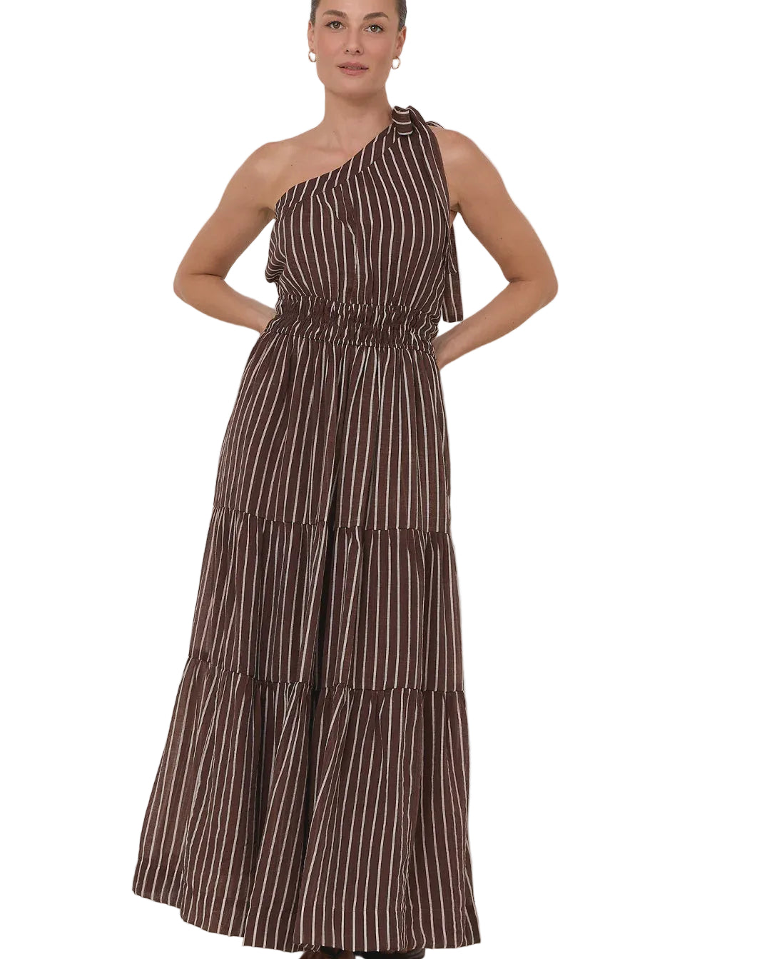 Eve One Shoulder Maxi Dress Stripe Dresses Adorne S(8)