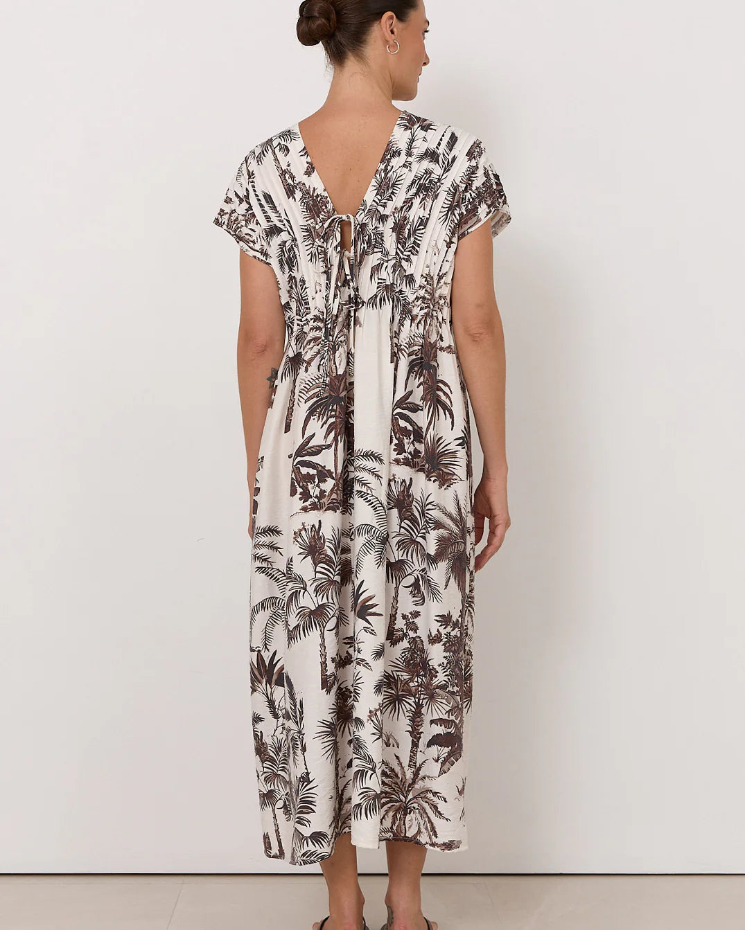 Dani Borneo Print Pleated Midi Dress Print Dresses Adorne