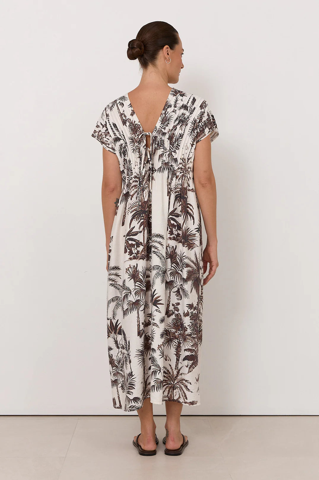 Dani Borneo Print Pleated Midi Dress Print Dresses Adorne