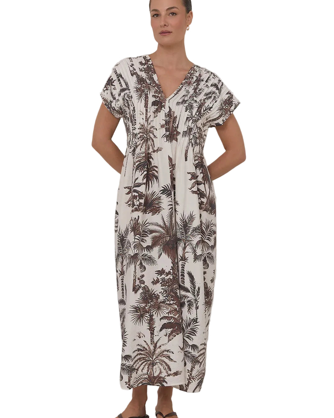 Dani Borneo Print Pleated Midi Dress Print Dresses Adorne S(8)