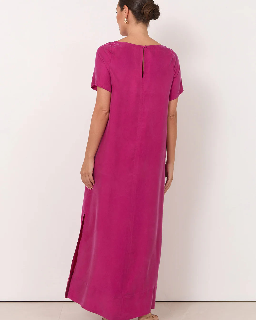 Vallery Cupro Maxi Dress Magenta Dresses Adorne