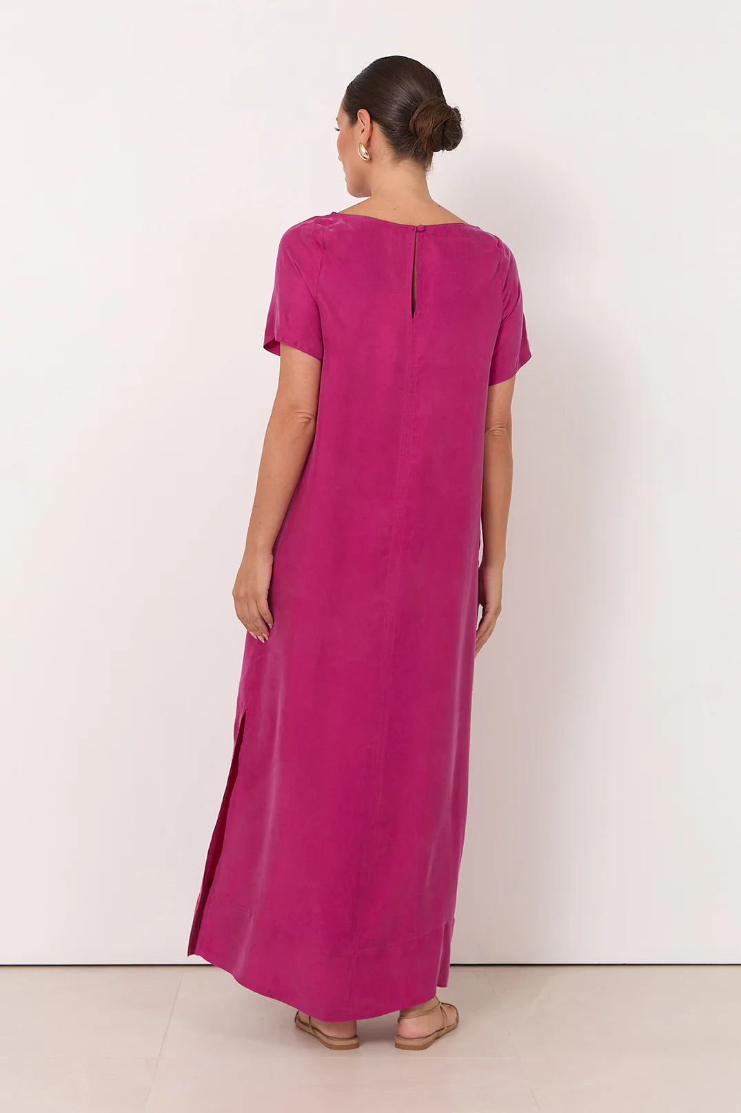 Vallery Cupro Maxi Dress Magenta Dresses Adorne