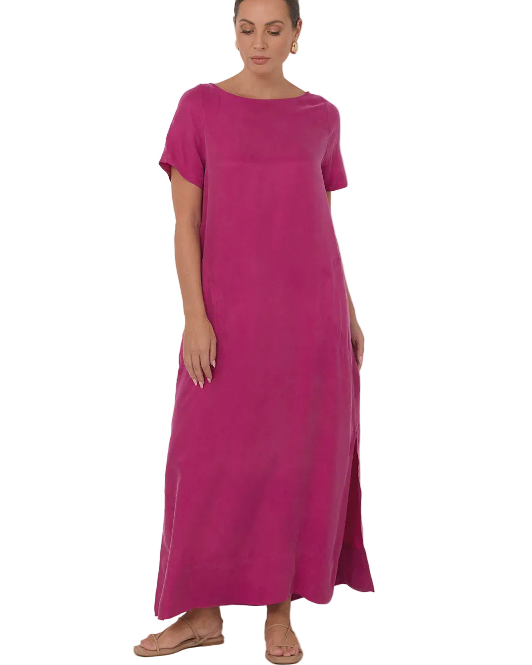 Vallery Cupro Maxi Dress Magenta Dresses Adorne S(8)